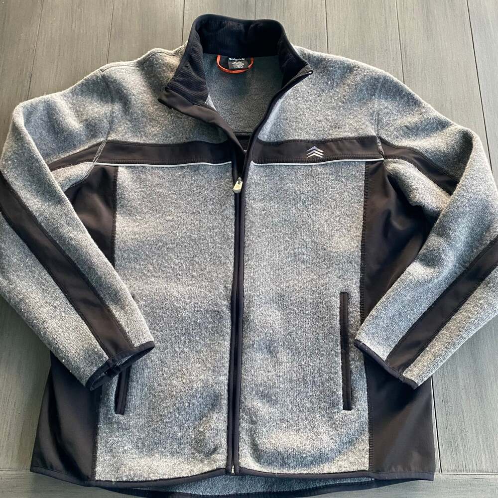 Solaris Wool‑Blend Full‑Zip Jacket • Men’s XL • Black/Gray • Warm Casual Layer